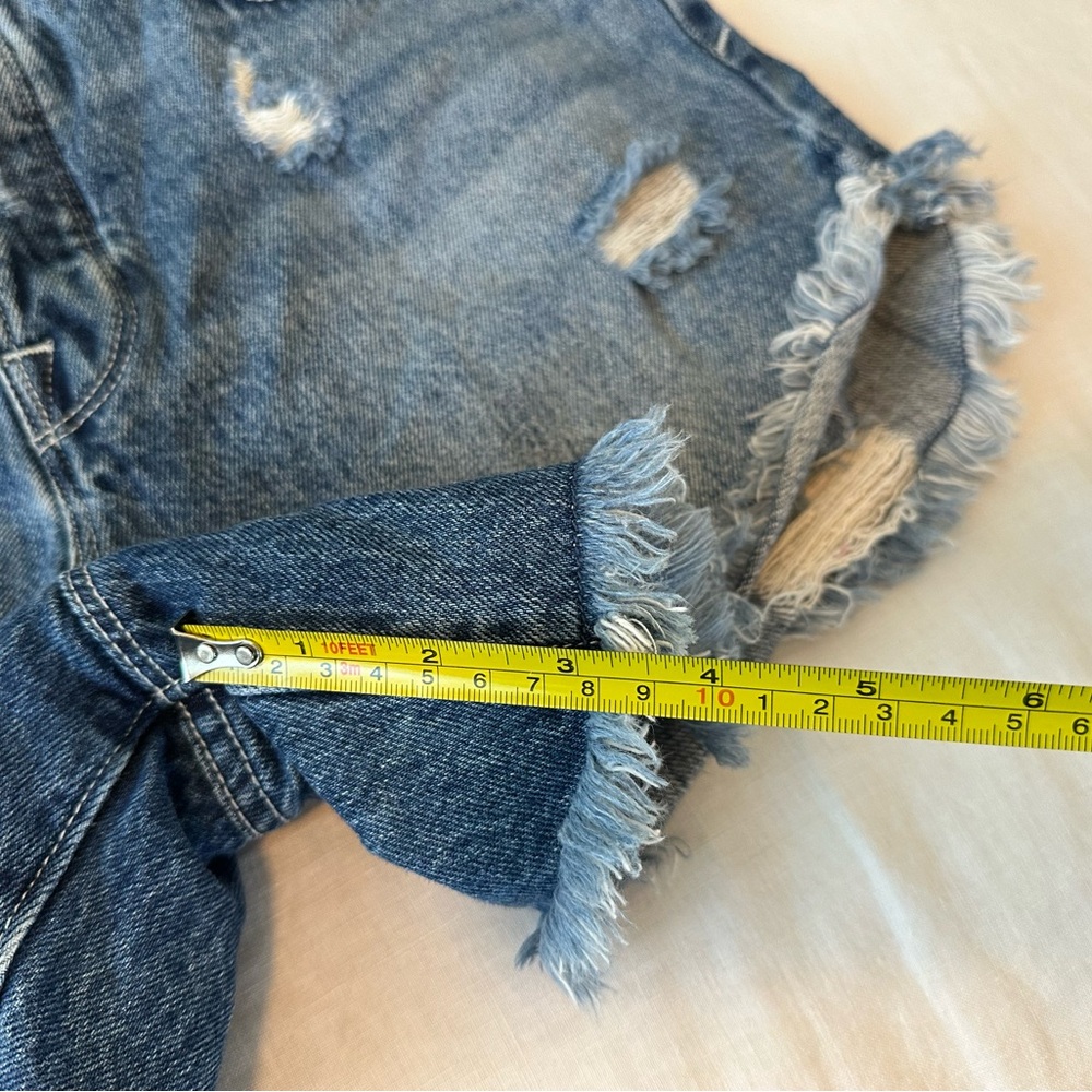 Good American Blue Distressed Jean Shorts - Picture 5 of 7